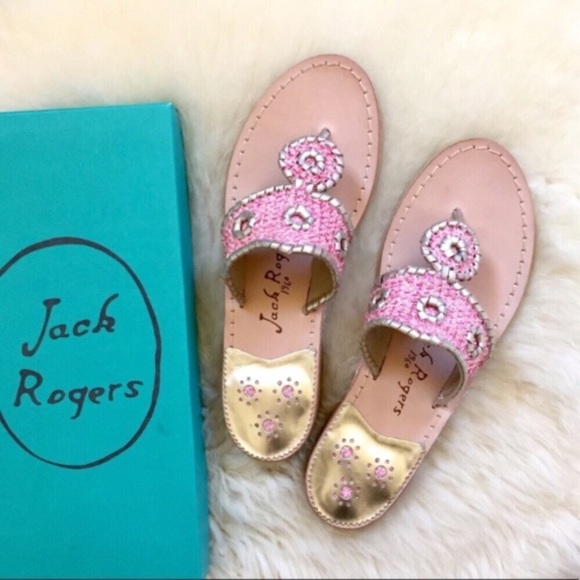 Jack Rogers Shoes - Jack Rogers Pink & Silver Genevieve Thong Sandals